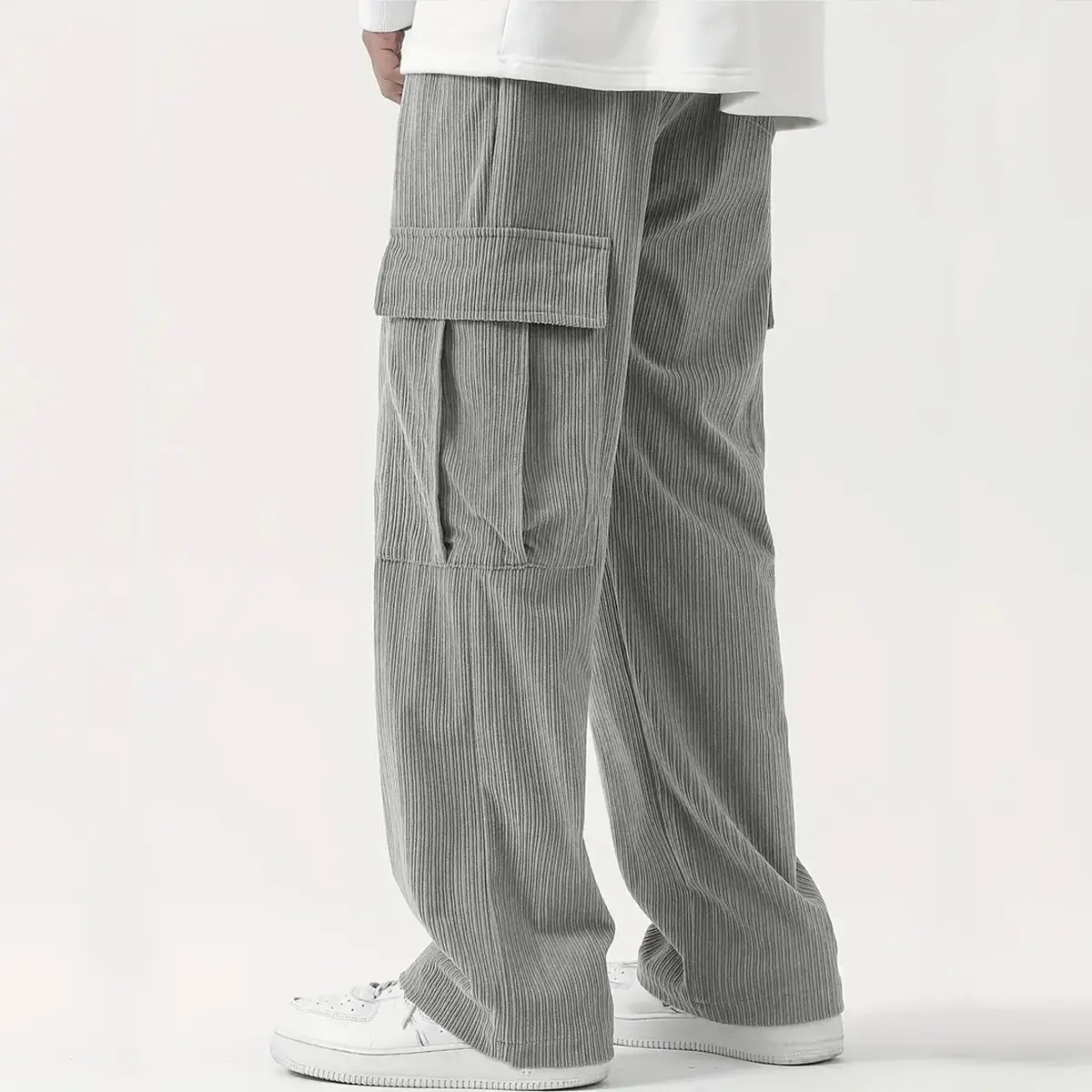 Men's Corduroy Wide Leg Pants Black 2024 — feature 26