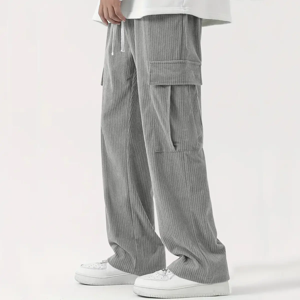 Men's Corduroy Wide Leg Pants Black 2024 — feature 27