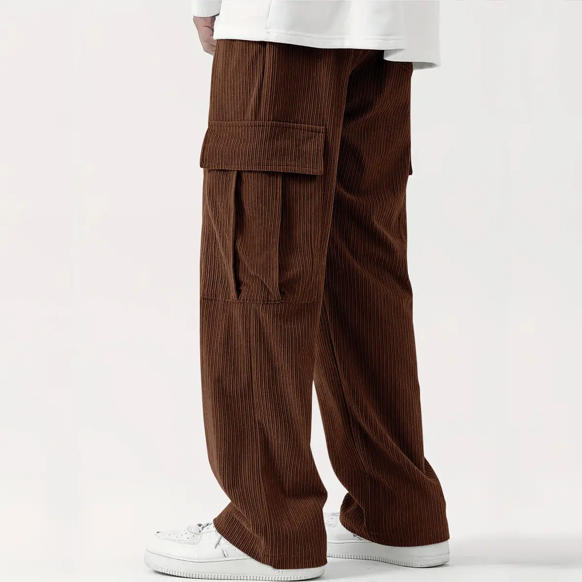 Men's Corduroy Wide Leg Pants Black 2024 — feature 31