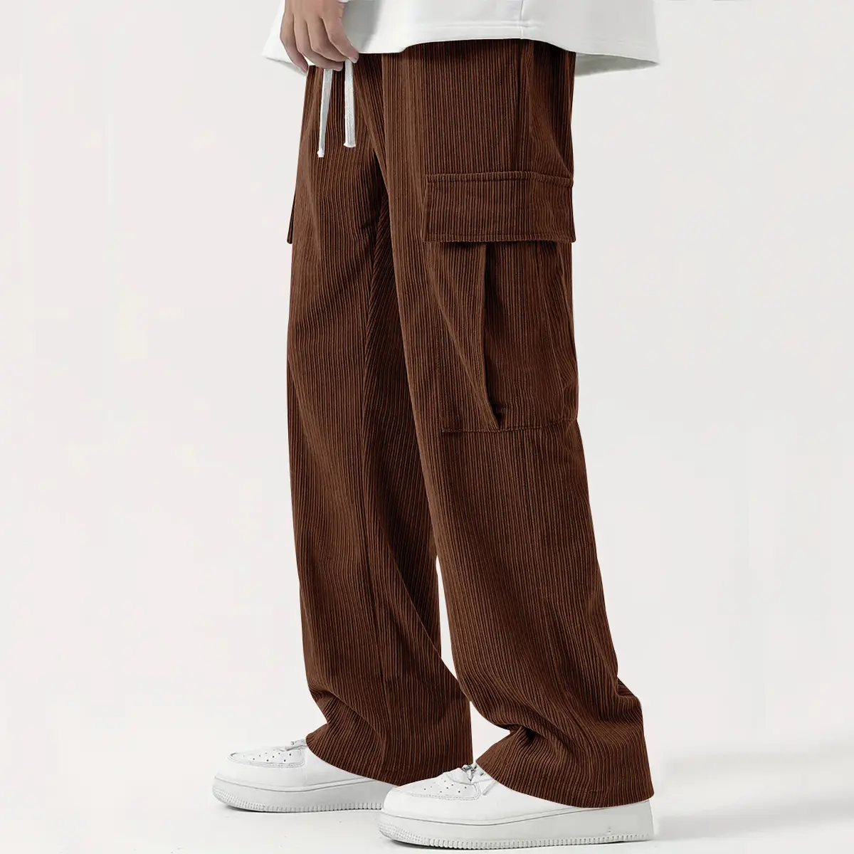 Men's Corduroy Wide Leg Pants Black 2024 — feature 32