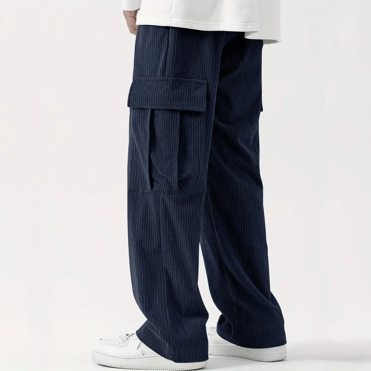 Men's Corduroy Wide Leg Pants Black 2024 — feature 9