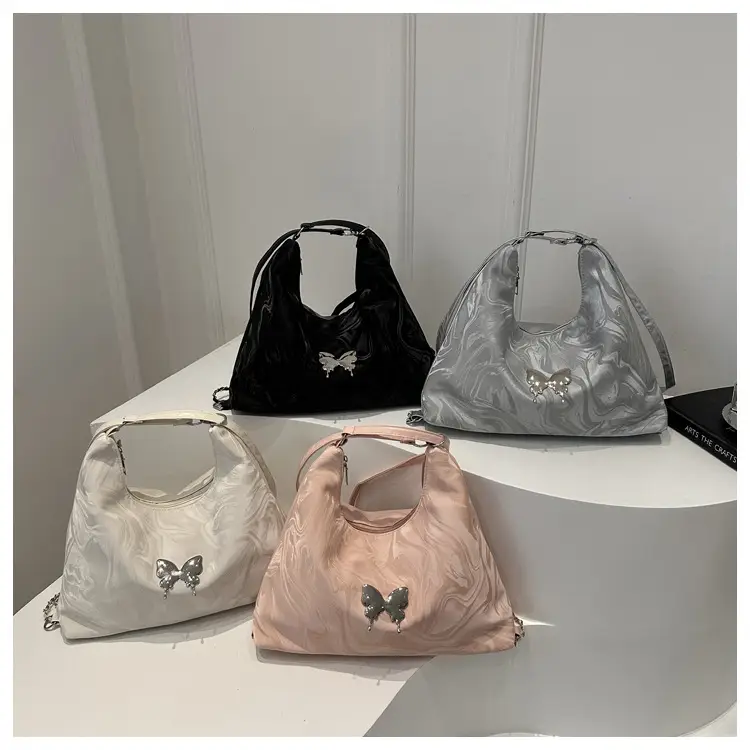 Black Butterfly Soft PU Shoulder Bag for Women - Image 4