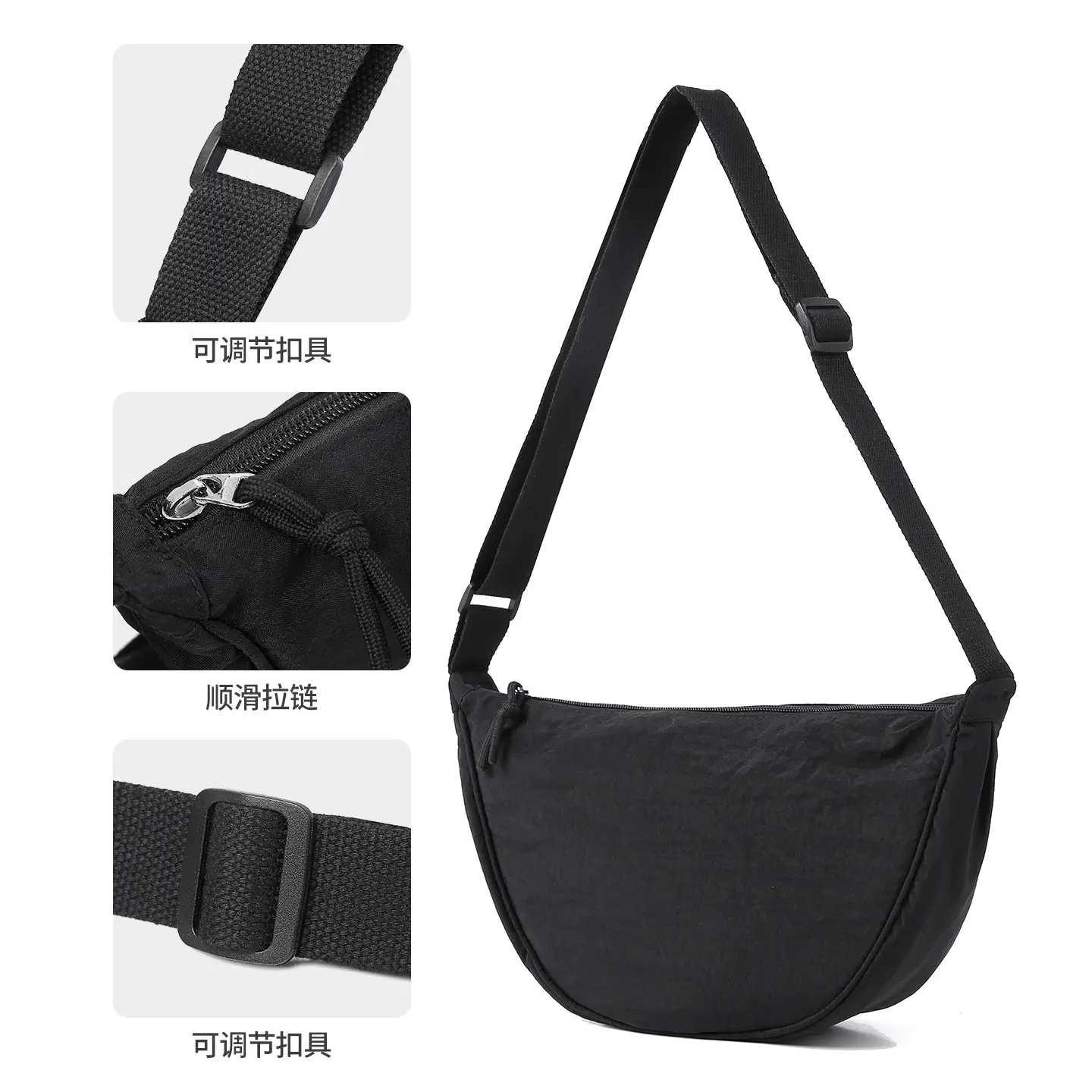Women's Waterproof Crossbody Bag Black Yellow - Image 15