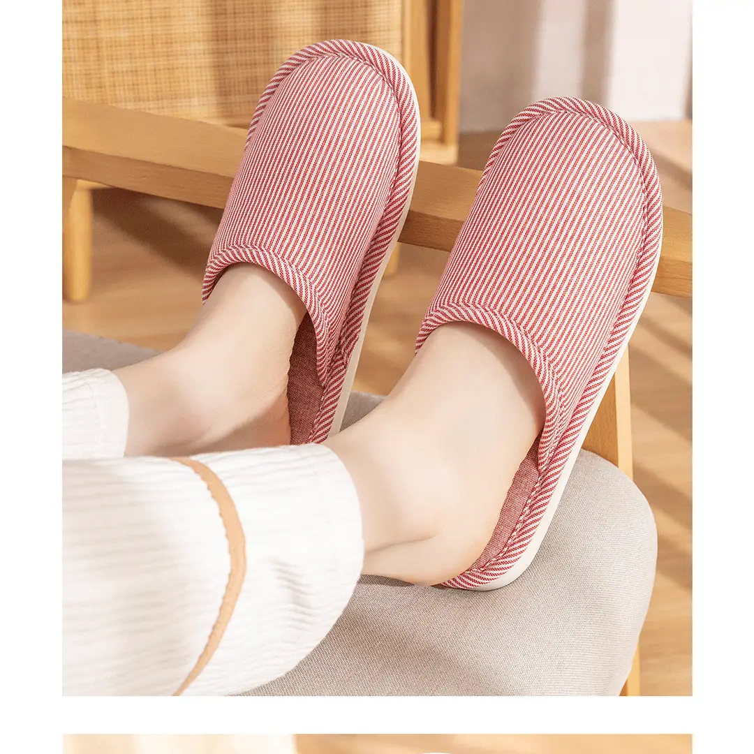 Jielia Slippers Women's Four Seasons Indoor Home Floor Couple's Cotton Cloth Hotel Hospitality Mute Slippers Men's Travel — feature 12