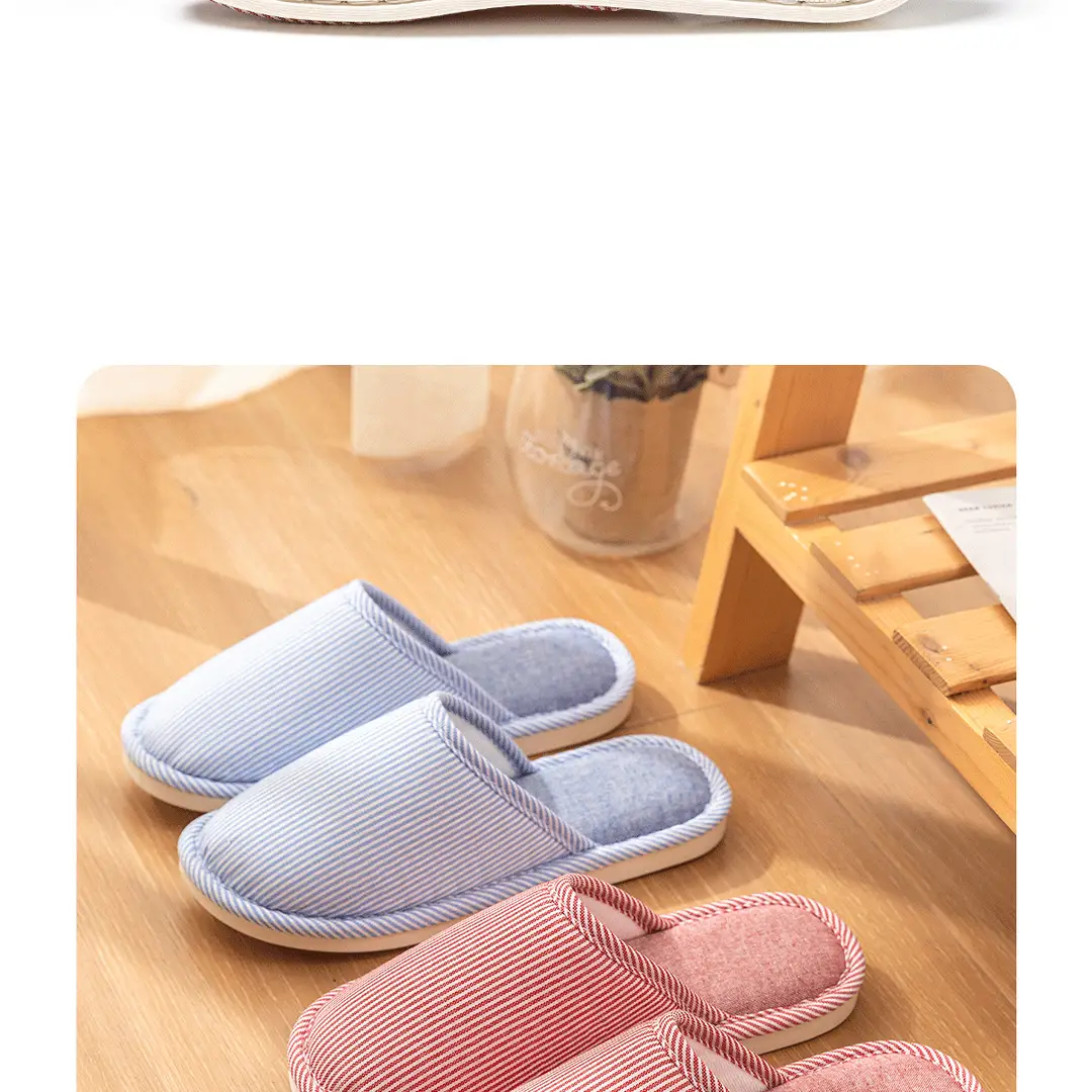 Jielia Slippers Women's Four Seasons Indoor Home Floor Couple's Cotton Cloth Hotel Hospitality Mute Slippers Men's Travel — feature 23