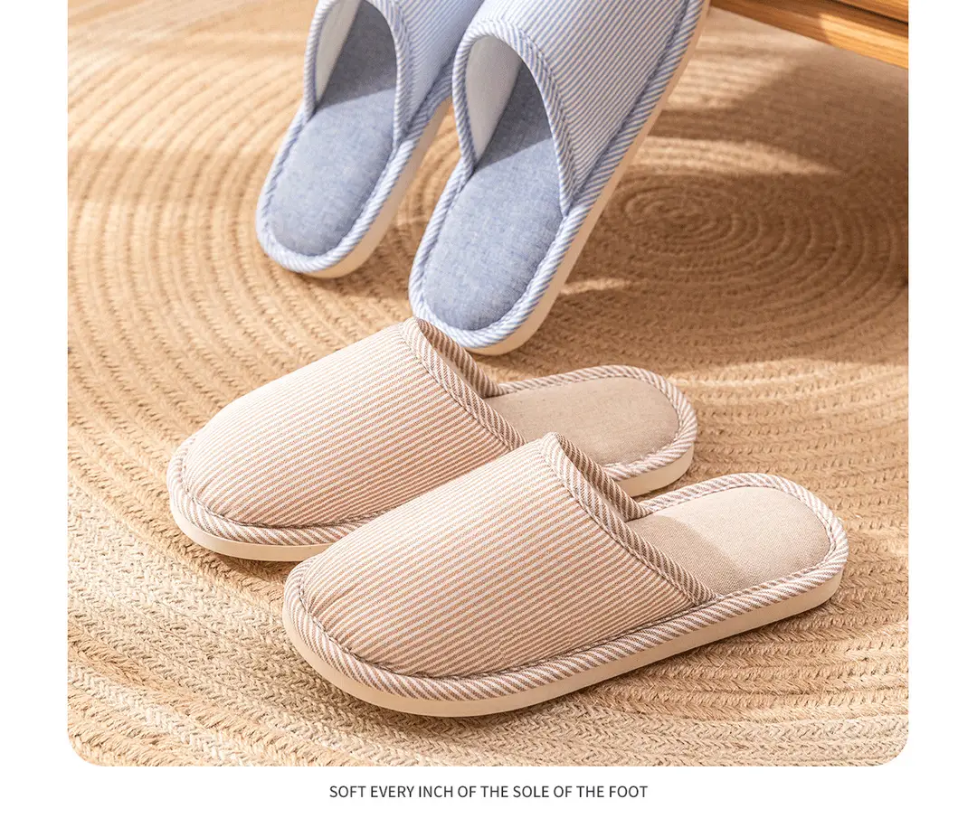 Jielia Slippers Women's Four Seasons Indoor Home Floor Couple's Cotton Cloth Hotel Hospitality Mute Slippers Men's Travel — feature 27