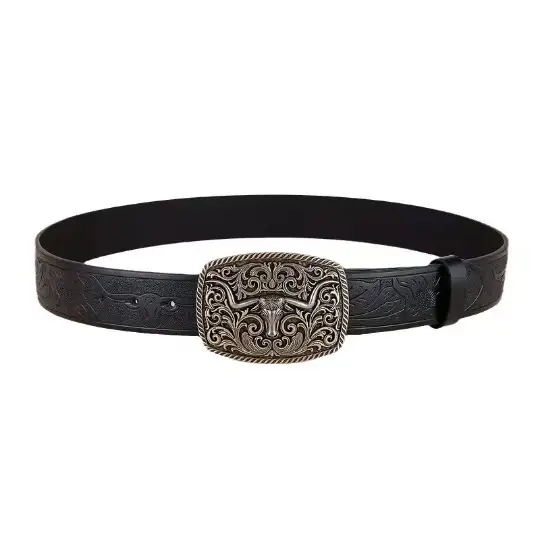 Vintage Cross-border Denim Belt with Big Buckle - Image 7