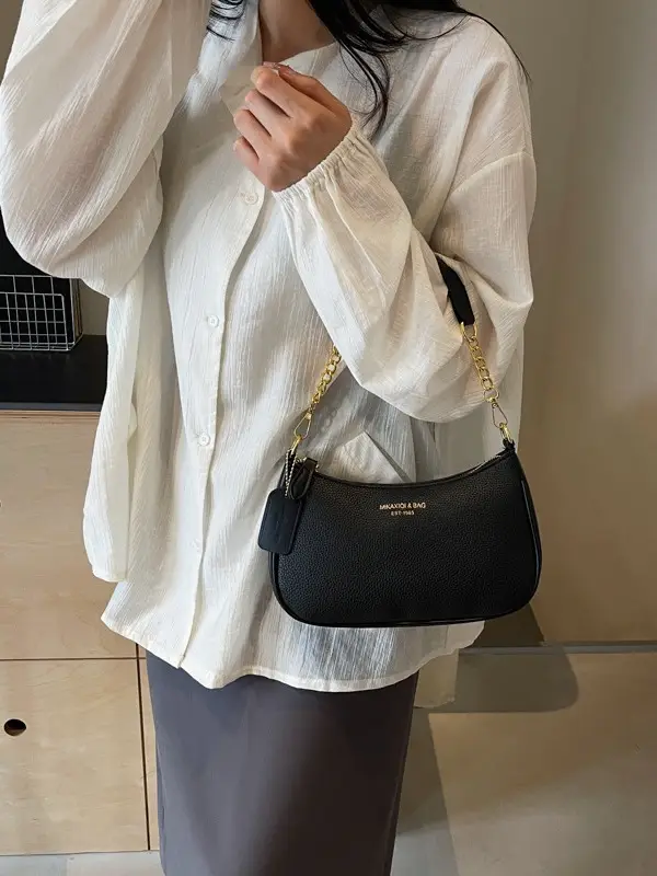 Women's One-shoulder Textured Shoulder Bag Blue Beige