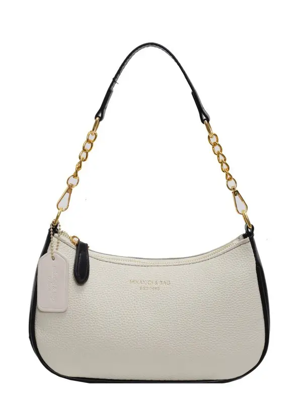 Women's One-shoulder Textured Shoulder Bag Blue Beige