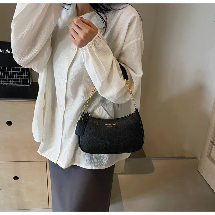 Women's One-shoulder Textured Shoulder Bag Blue Beige — feature 17