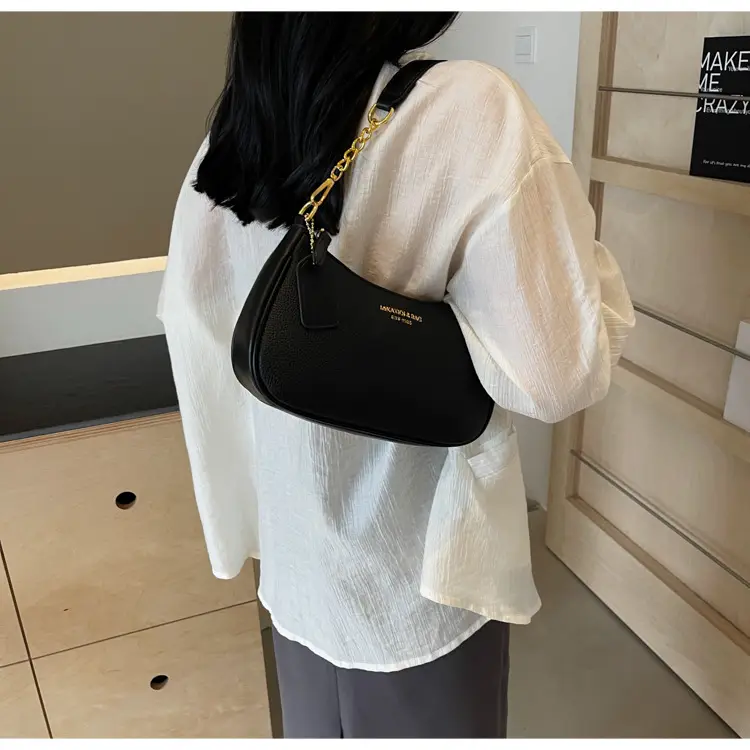 Women's One-shoulder Textured Shoulder Bag Blue Beige — feature 18