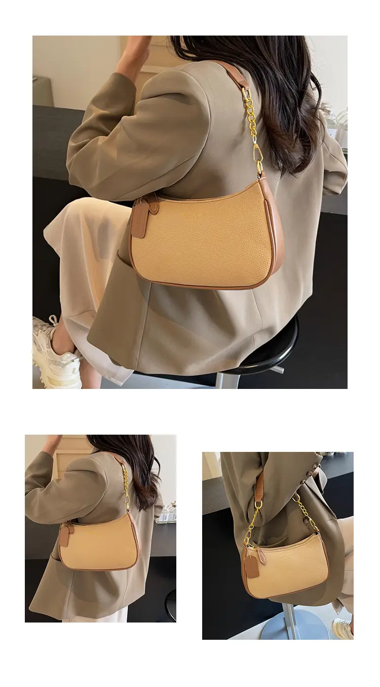 Women's One-shoulder Textured Shoulder Bag Blue Beige — feature 23