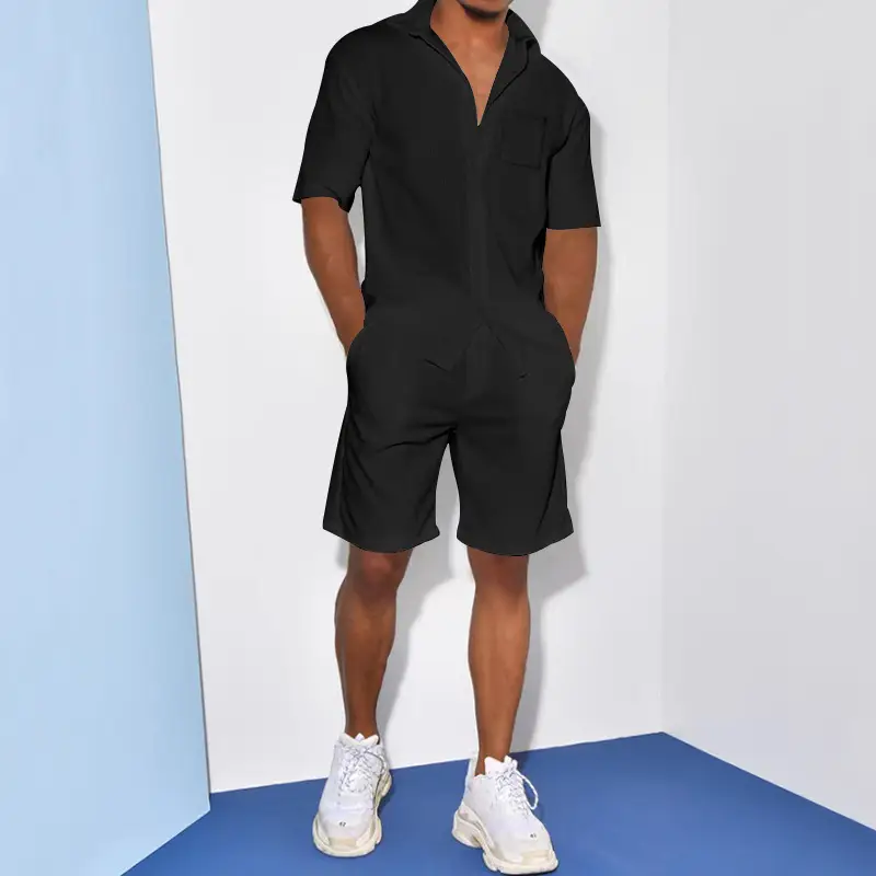 Men Grey Short Sleeve Shorts Suit Summer Wear — feature 12