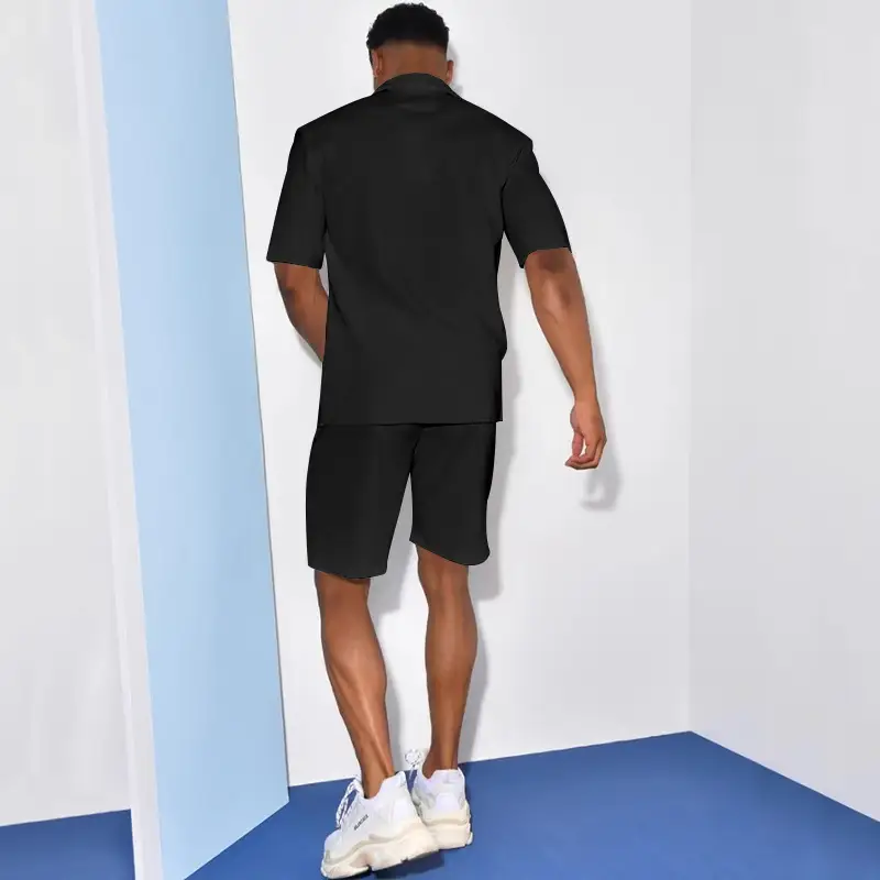 Men Grey Short Sleeve Shorts Suit Summer Wear — feature 13