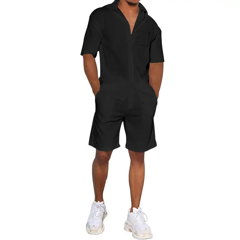 Men Grey Short Sleeve Shorts Suit Summer Wear — feature 14