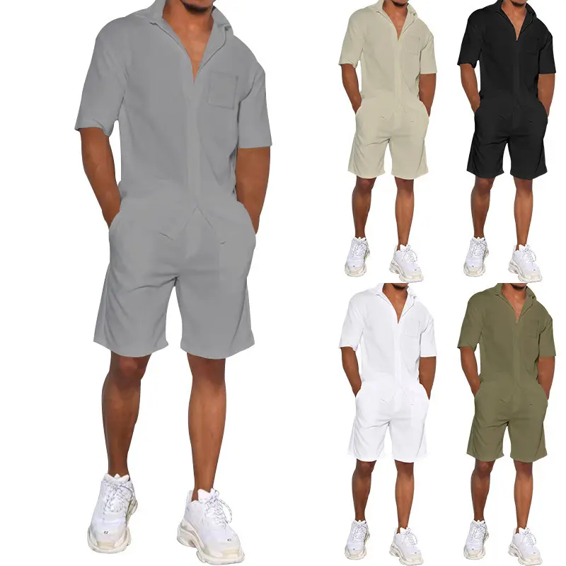 Men Grey Short Sleeve Shorts Suit Summer Wear — feature 15