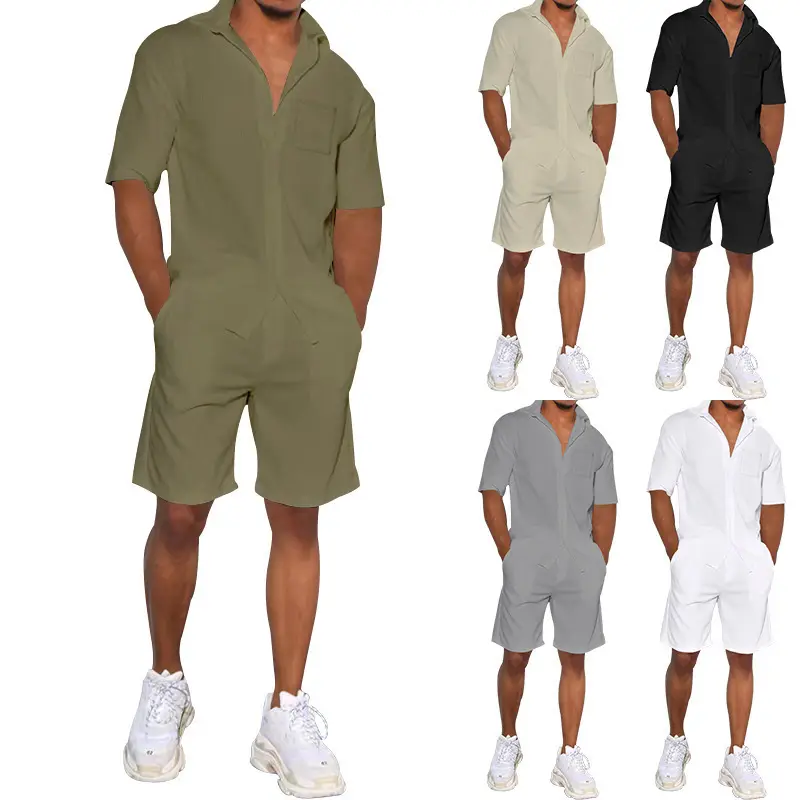Men Grey Short Sleeve Shorts Suit Summer Wear — feature 21