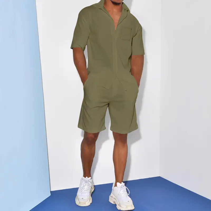 Men Grey Short Sleeve Shorts Suit Summer Wear — feature 24