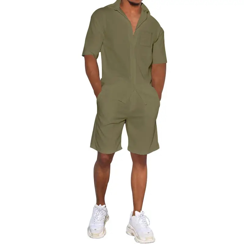 Men Grey Short Sleeve Shorts Suit Summer Wear — feature 26