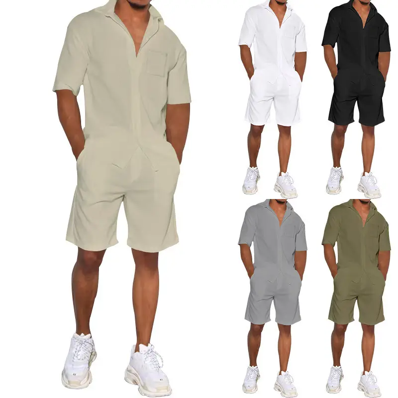 Men Grey Short Sleeve Shorts Suit Summer Wear — feature 27