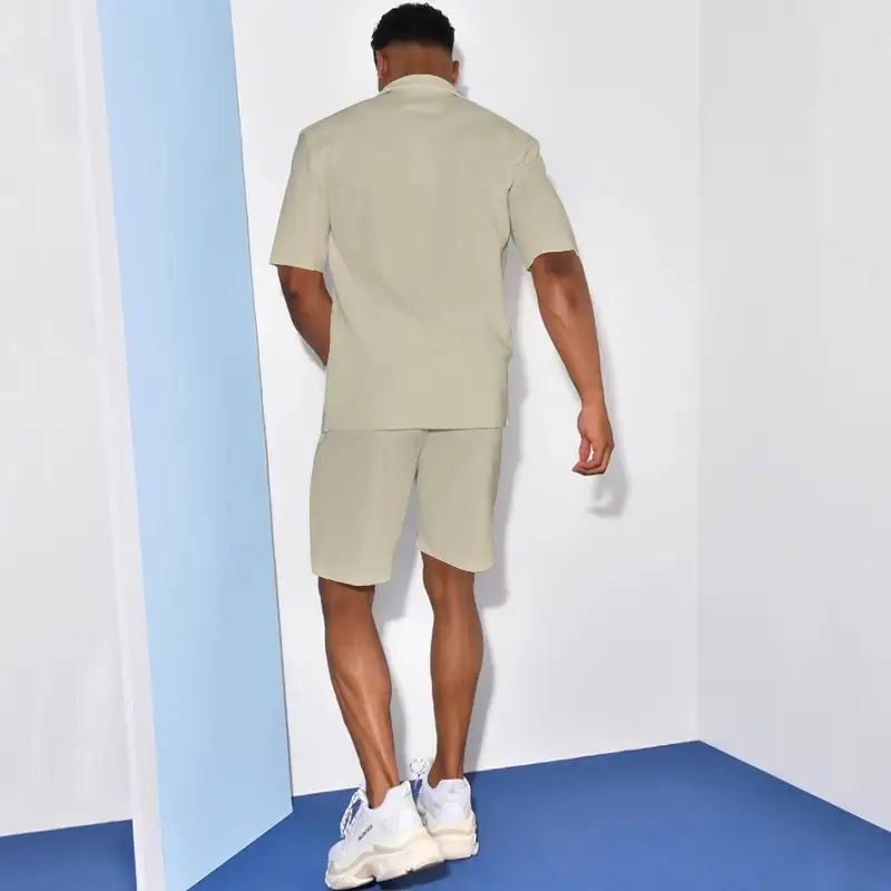 Men Grey Short Sleeve Shorts Suit Summer Wear — feature 31