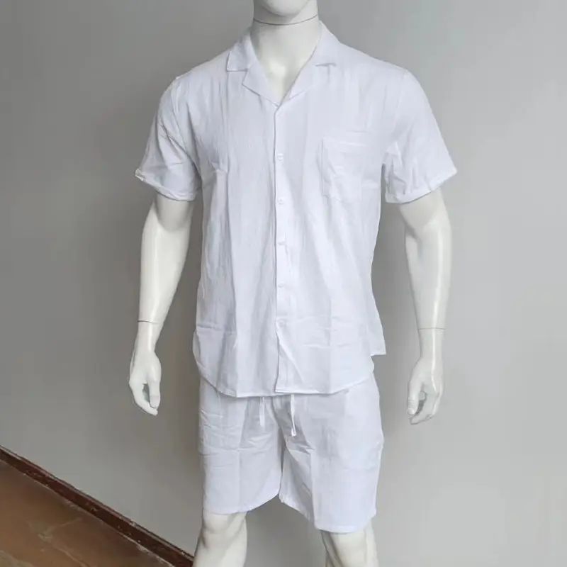 Men Grey Short Sleeve Shorts Suit Summer Wear — feature 33