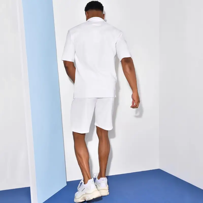 Men Grey Short Sleeve Shorts Suit Summer Wear — feature 7