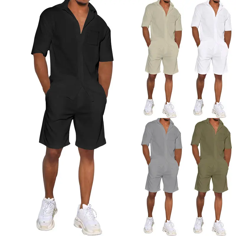 Men Grey Short Sleeve Shorts Suit Summer Wear — feature 9