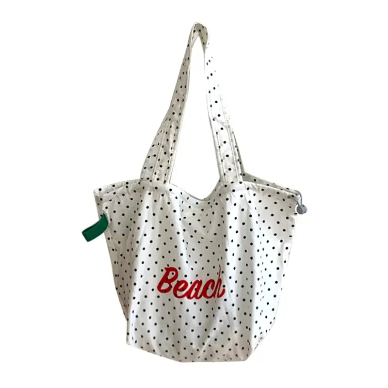 Japanese Style Polka Dot Shoulder Tote Bag Large Capacity