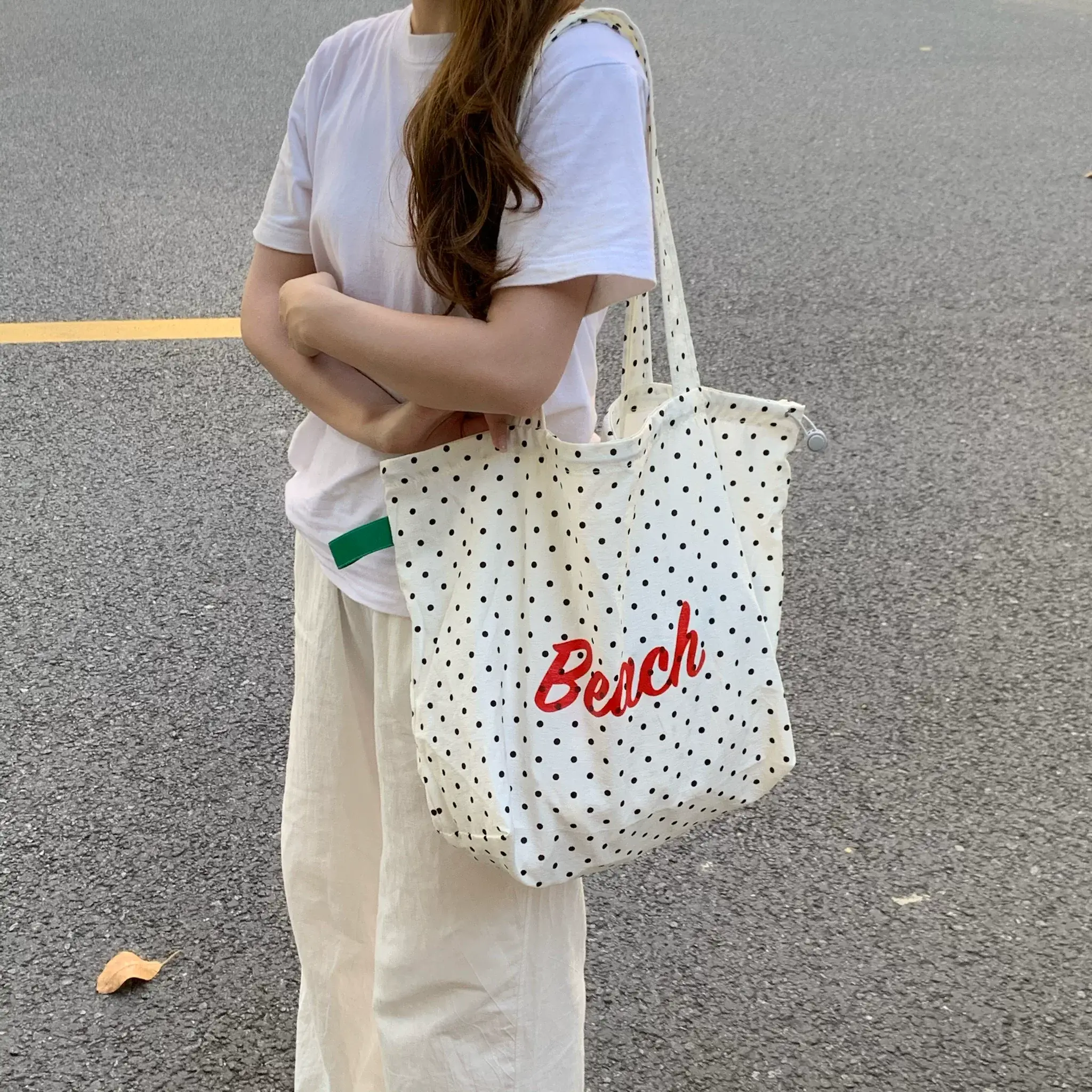 Japanese Style Polka Dot Shoulder Tote Bag Large Capacity — feature 10