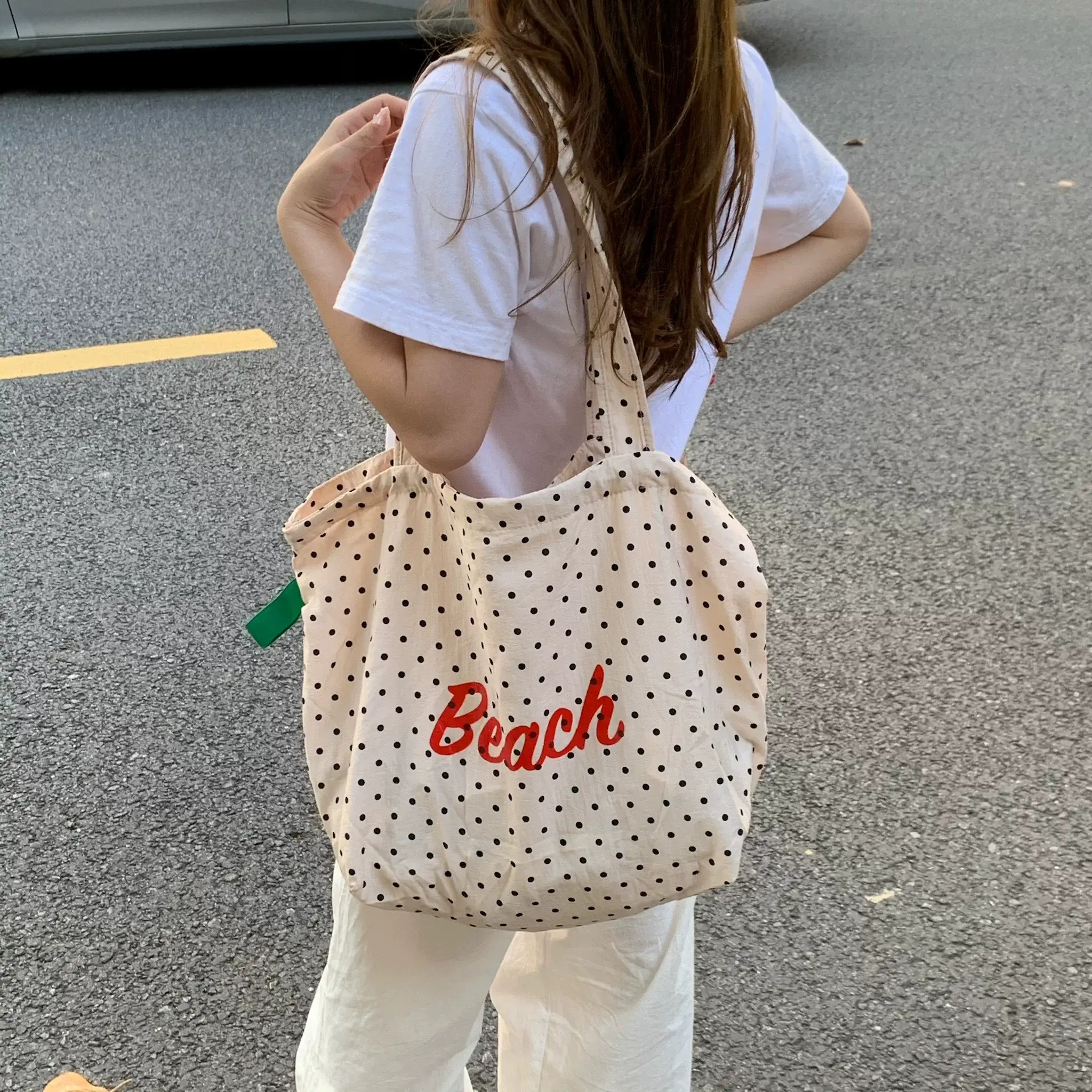 Japanese Style Polka Dot Shoulder Tote Bag Large Capacity — feature 11