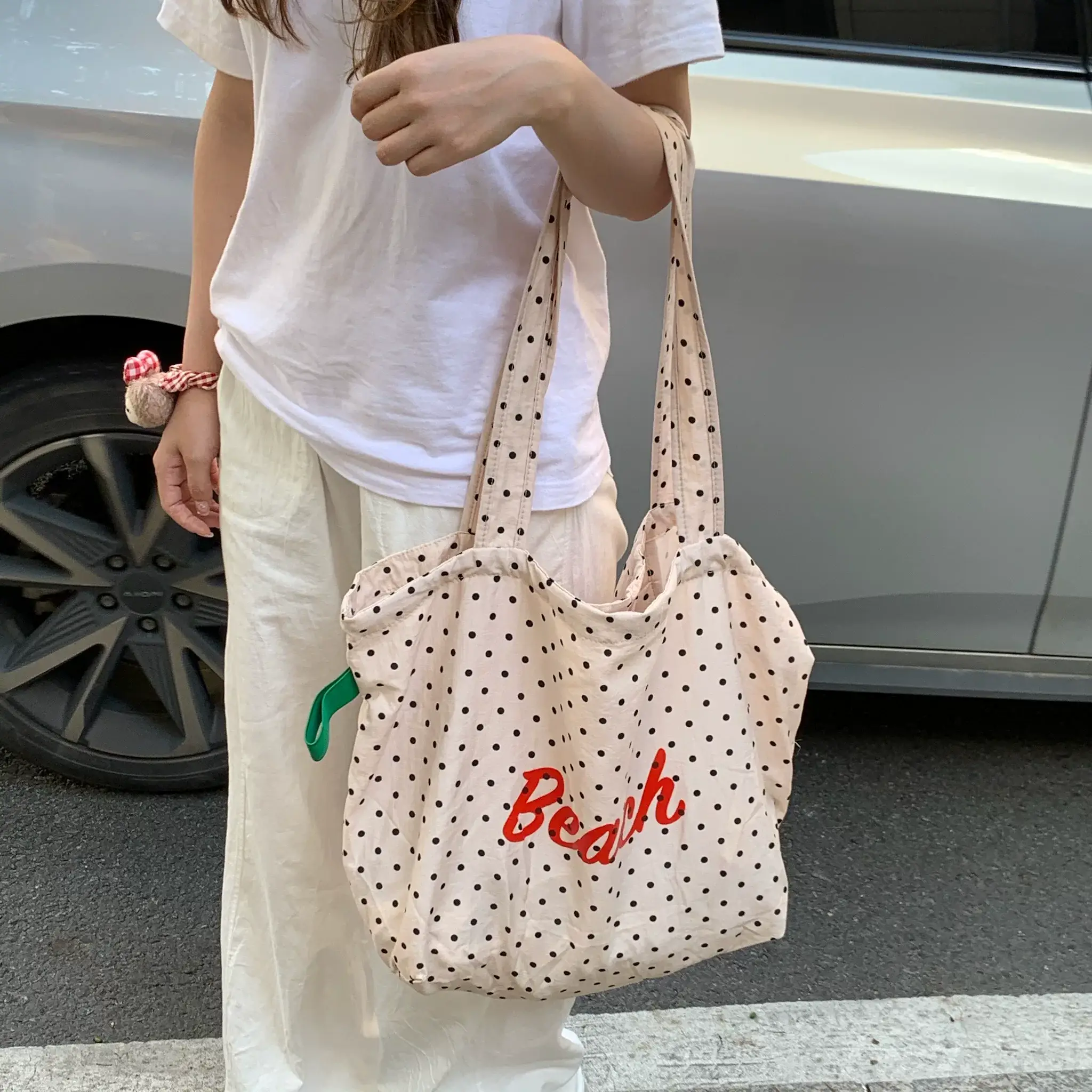 Japanese Style Polka Dot Shoulder Tote Bag Large Capacity — feature 12