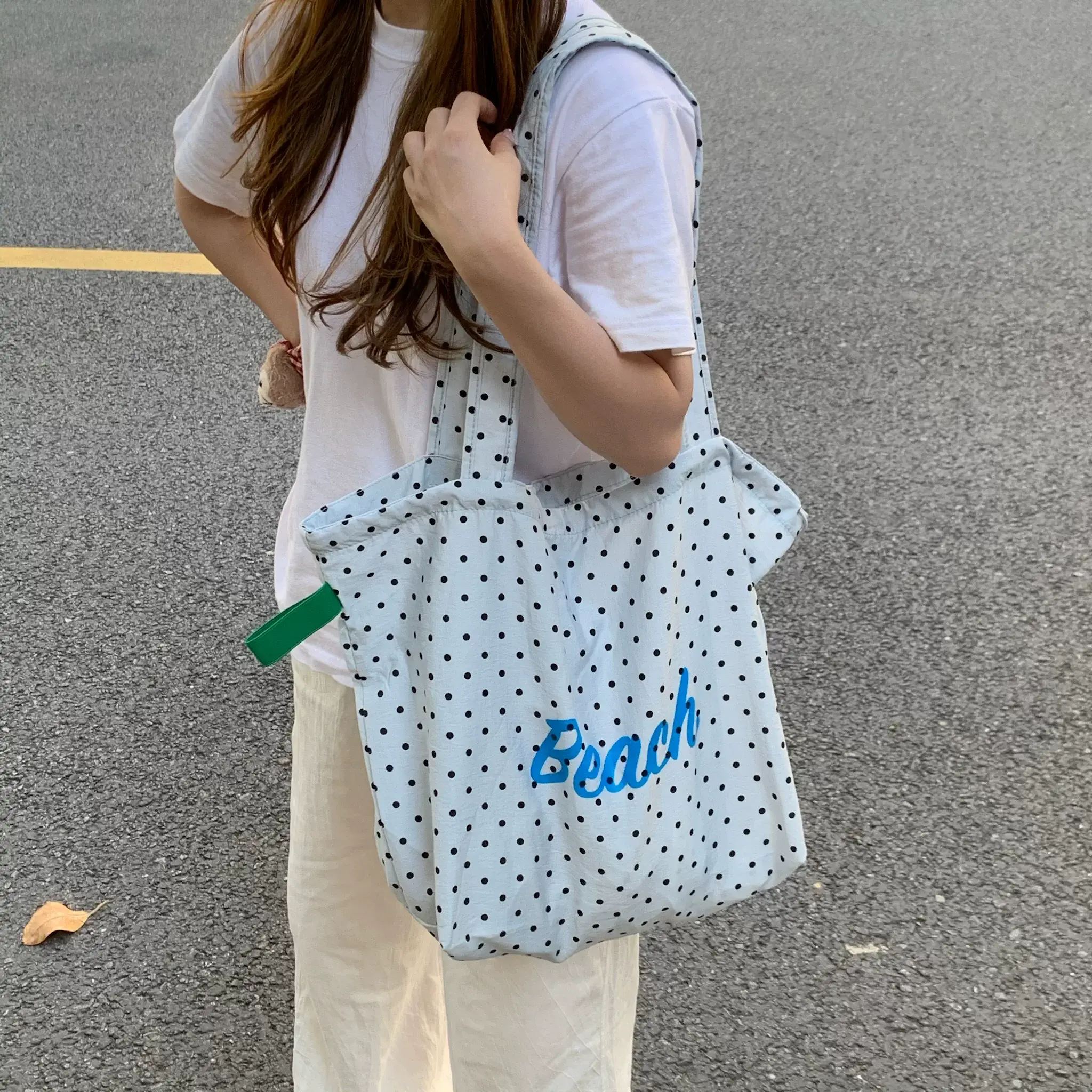 Japanese Style Polka Dot Shoulder Tote Bag Large Capacity — feature 7