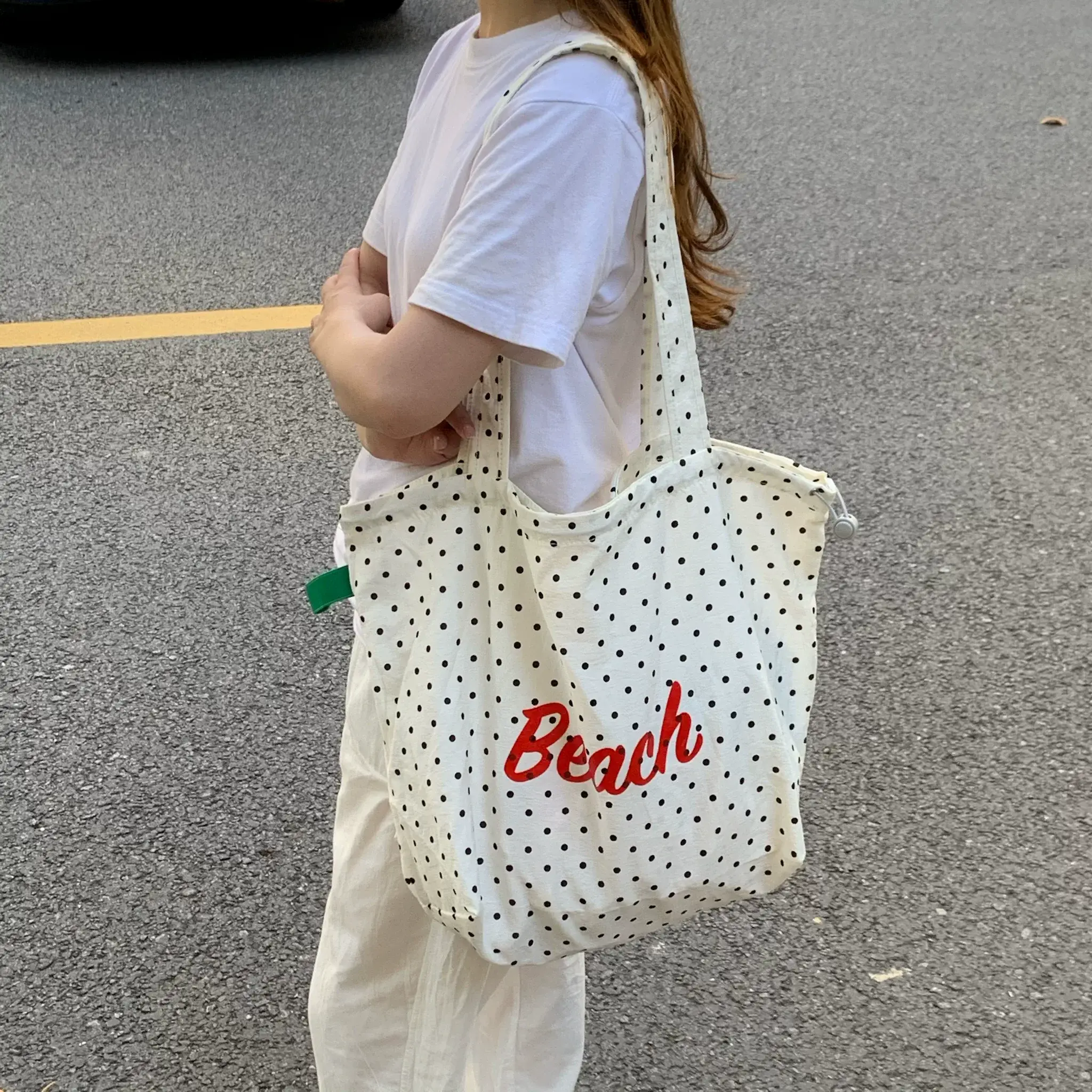 Japanese Style Polka Dot Shoulder Tote Bag Large Capacity — feature 9