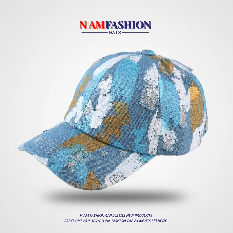 Nafam Fashion Men Baseball Cap Blue Brown White - Image 2