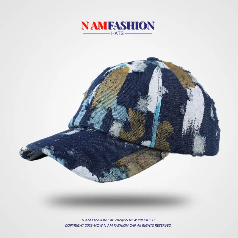 Nafam Fashion Men Baseball Cap Blue Brown White - Image 4