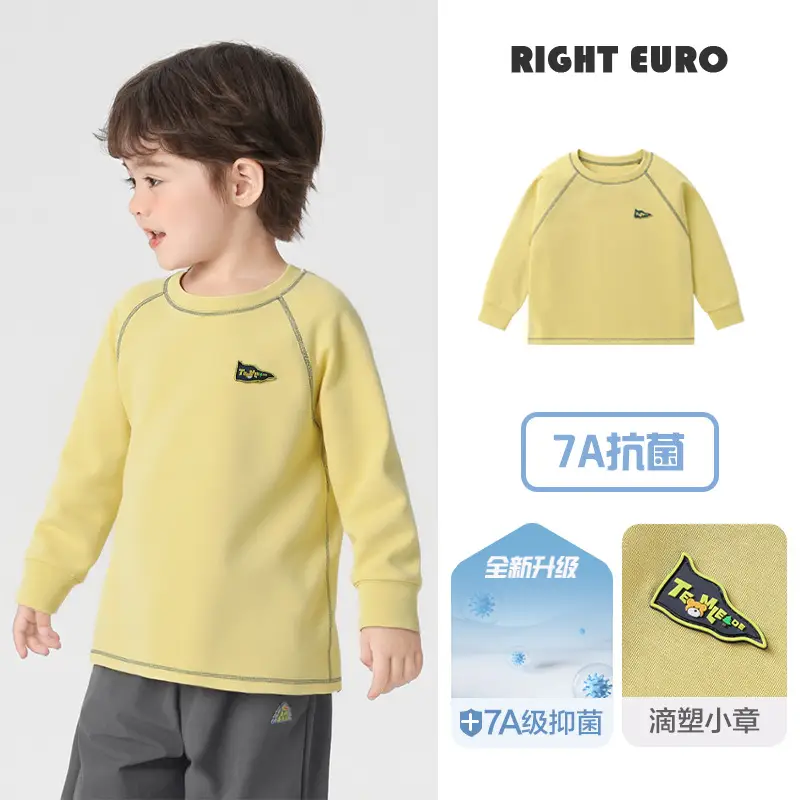 Right-Hand European Style Boys Long Sleeve T-Shirt Yellow