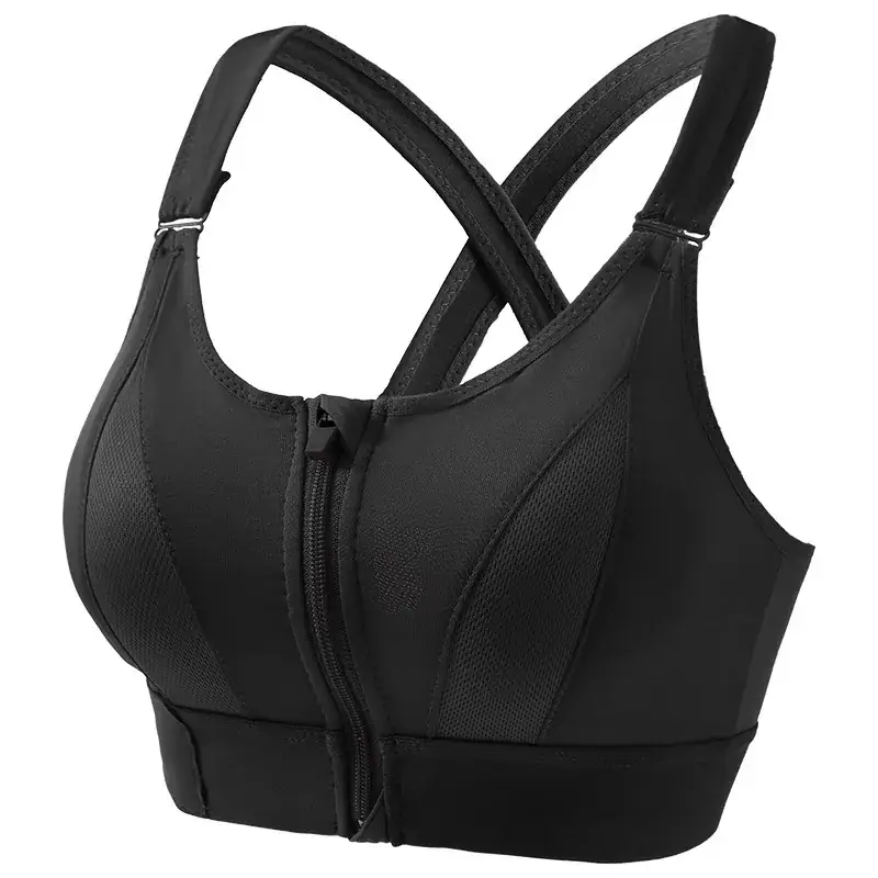 Pink Shockproof Running Cross Beauty Vest Push-up Anti-sagging Sports Bra Women's Velcro Front Zipper Yoga Underwear - Image 10