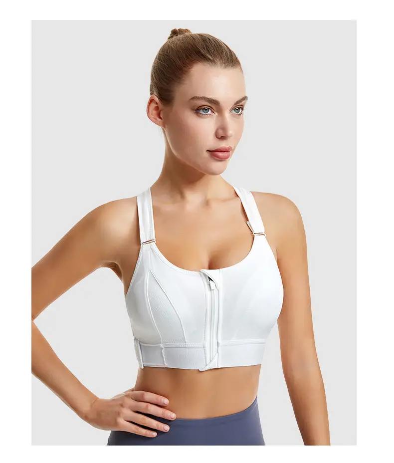 Pink Shockproof Running Cross Beauty Vest Push-up Anti-sagging Sports Bra Women's Velcro Front Zipper Yoga Underwear — feature 13
