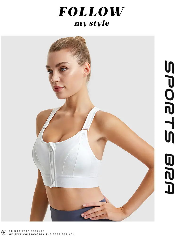 Pink Shockproof Running Cross Beauty Vest Push-up Anti-sagging Sports Bra Women's Velcro Front Zipper Yoga Underwear — feature 14