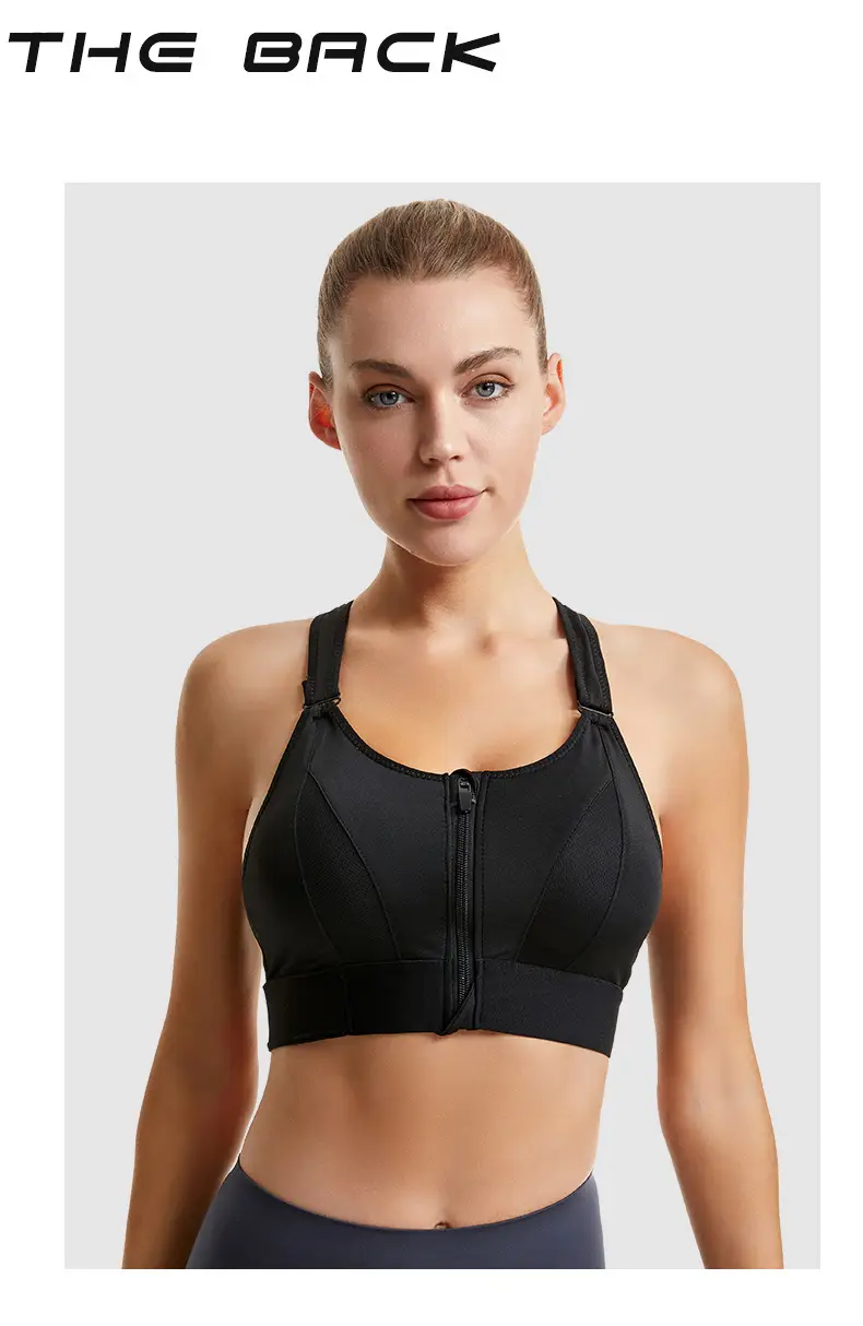 Pink Shockproof Running Cross Beauty Vest Push-up Anti-sagging Sports Bra Women's Velcro Front Zipper Yoga Underwear — feature 22