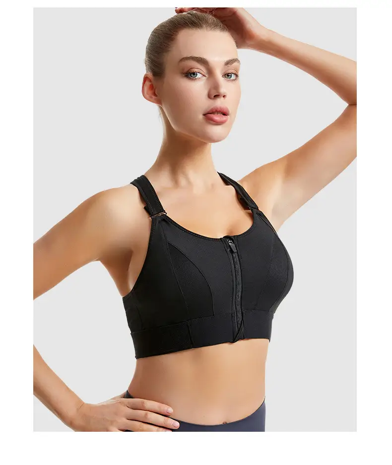 Pink Shockproof Running Cross Beauty Vest Push-up Anti-sagging Sports Bra Women's Velcro Front Zipper Yoga Underwear — feature 24