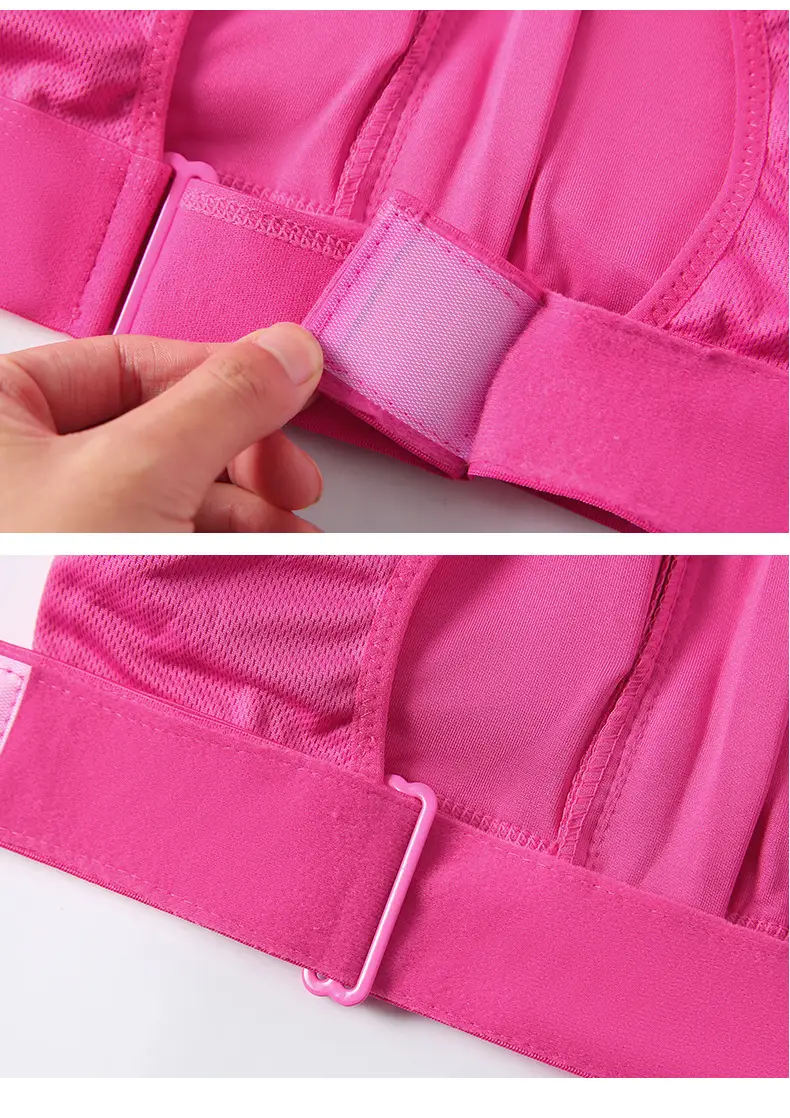 Pink Shockproof Running Cross Beauty Vest Push-up Anti-sagging Sports Bra Women's Velcro Front Zipper Yoga Underwear — feature 27