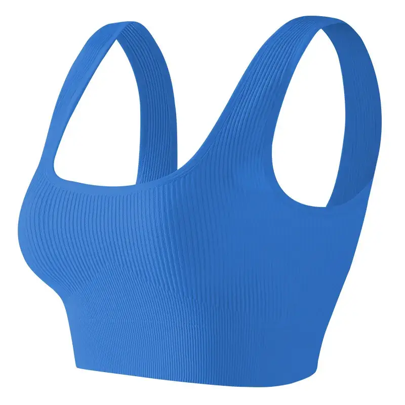 Blue Shock-Proof Yoga Running Bra Without Rims - Image 8