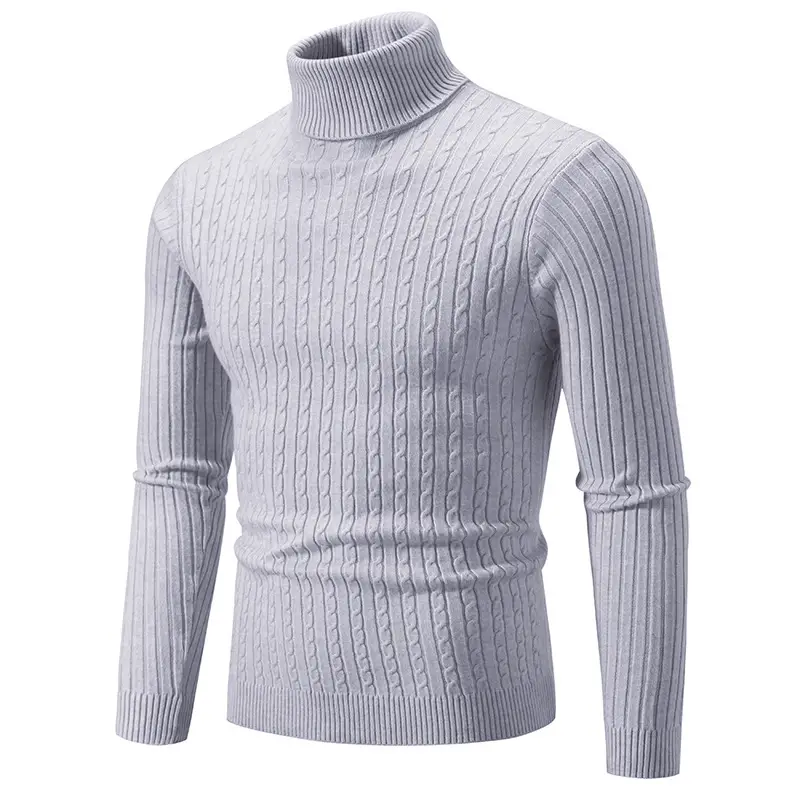 Men's Yellow Knitted Turtleneck Sweater - Image 17
