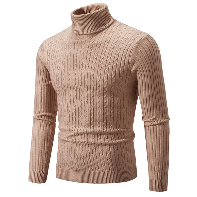 Men's Yellow Knitted Turtleneck Sweater - Image 20