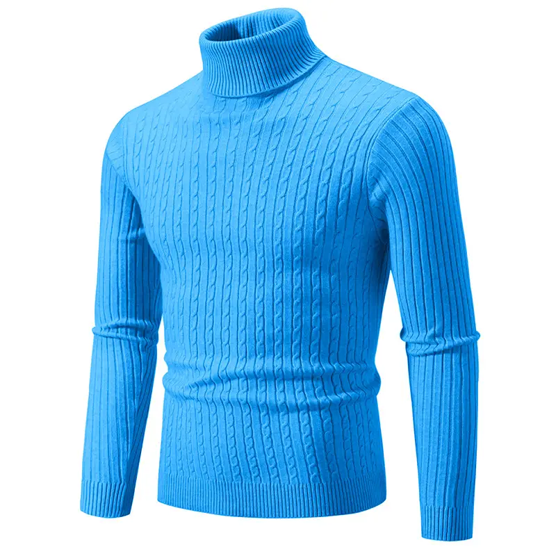 Men's Yellow Knitted Turtleneck Sweater - Image 10