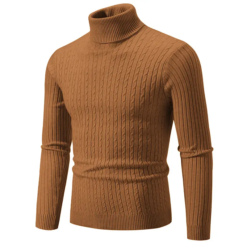 Men's Yellow Knitted Turtleneck Sweater - Image 14