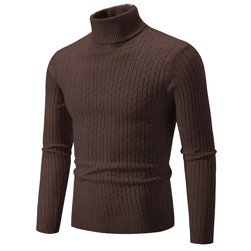 Men's Yellow Knitted Turtleneck Sweater - Image 15
