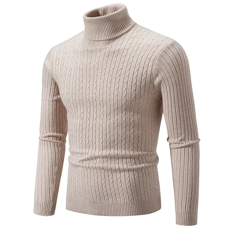 Men's Yellow Knitted Turtleneck Sweater - Image 2